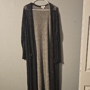 LuLaRoe Black Duster With White Star Print - Lightweight